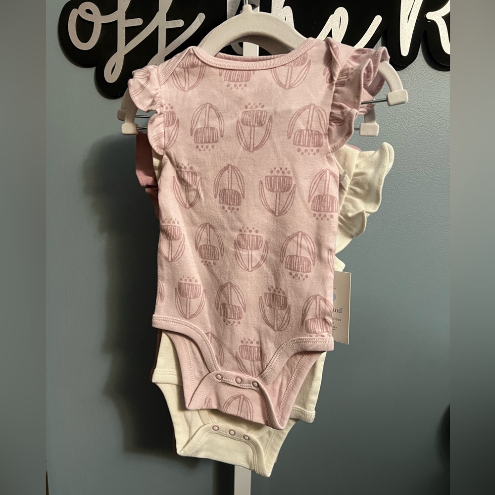 Cloud Island 3 pack Ruffle Sleeve Onesies NWT